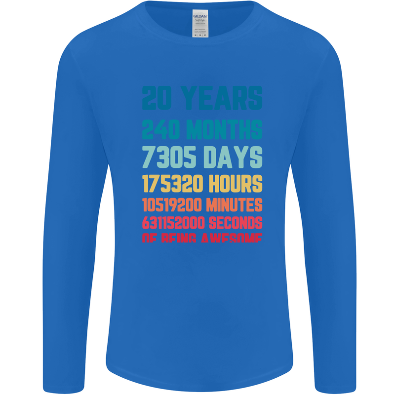 20th Birthday 20 Year Old Mens Long Sleeve T-Shirt Royal Blue