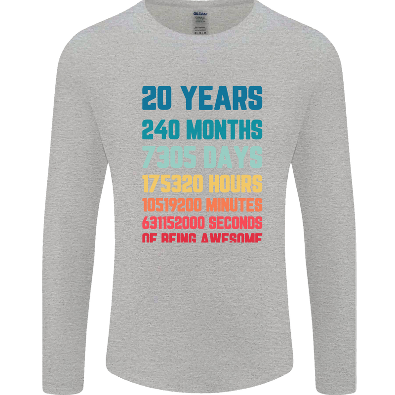 20th Birthday 20 Year Old Mens Long Sleeve T-Shirt Sports Grey