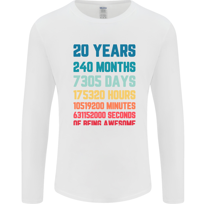 20th Birthday 20 Year Old Mens Long Sleeve T-Shirt White