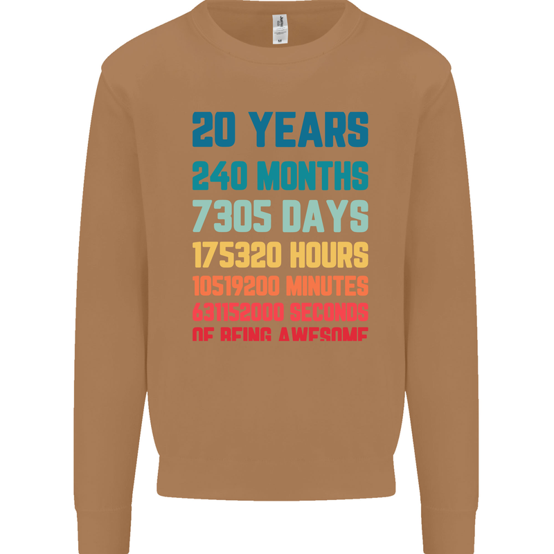 20th Birthday 20 Year Old Mens Sweatshirt Jumper Caramel Latte