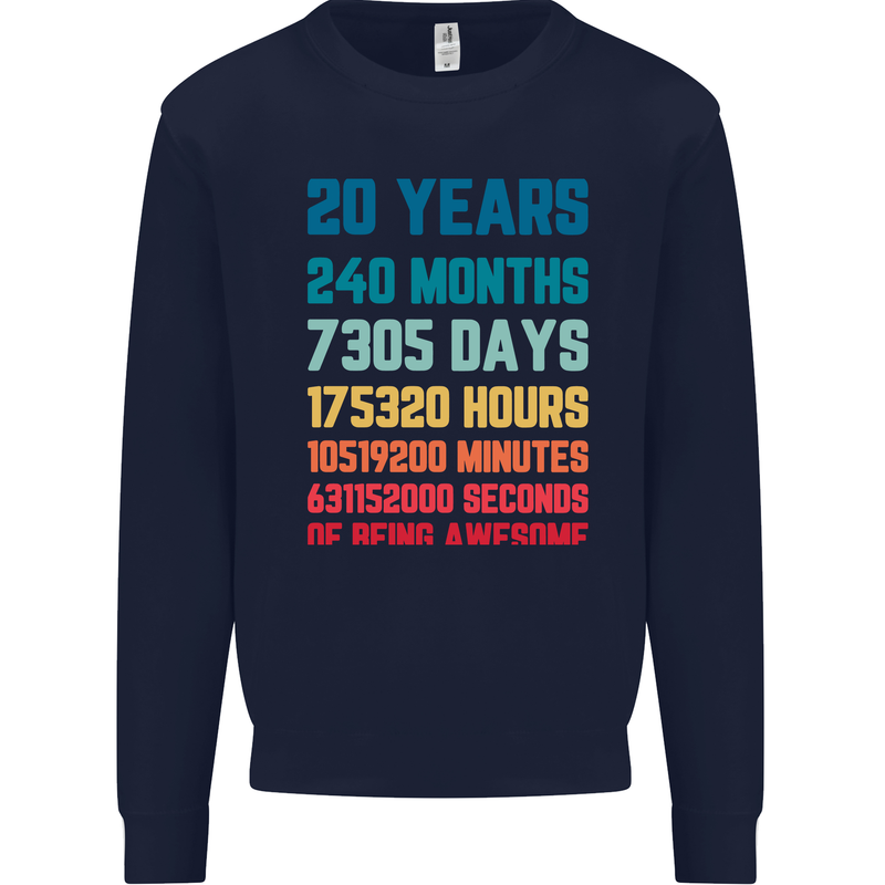 20th Birthday 20 Year Old Mens Sweatshirt Jumper Navy Blue