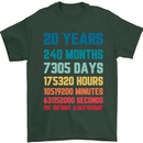 20th Birthday 20 Year Old Mens T-Shirt 100% Cotton Forest Green