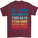 20th Birthday 20 Year Old Mens T-Shirt 100% Cotton Maroon