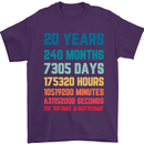 20th Birthday 20 Year Old Mens T-Shirt 100% Cotton Purple