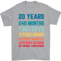 20th Birthday 20 Year Old Mens T-Shirt 100% Cotton Sports Grey
