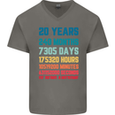 20th Birthday 20 Year Old Mens V-Neck Cotton T-Shirt Charcoal