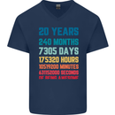 20th Birthday 20 Year Old Mens V-Neck Cotton T-Shirt Navy Blue