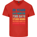 20th Birthday 20 Year Old Mens V-Neck Cotton T-Shirt Red