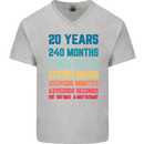 20th Birthday 20 Year Old Mens V-Neck Cotton T-Shirt Sports Grey