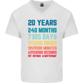 20th Birthday 20 Year Old Mens V-Neck Cotton T-Shirt White