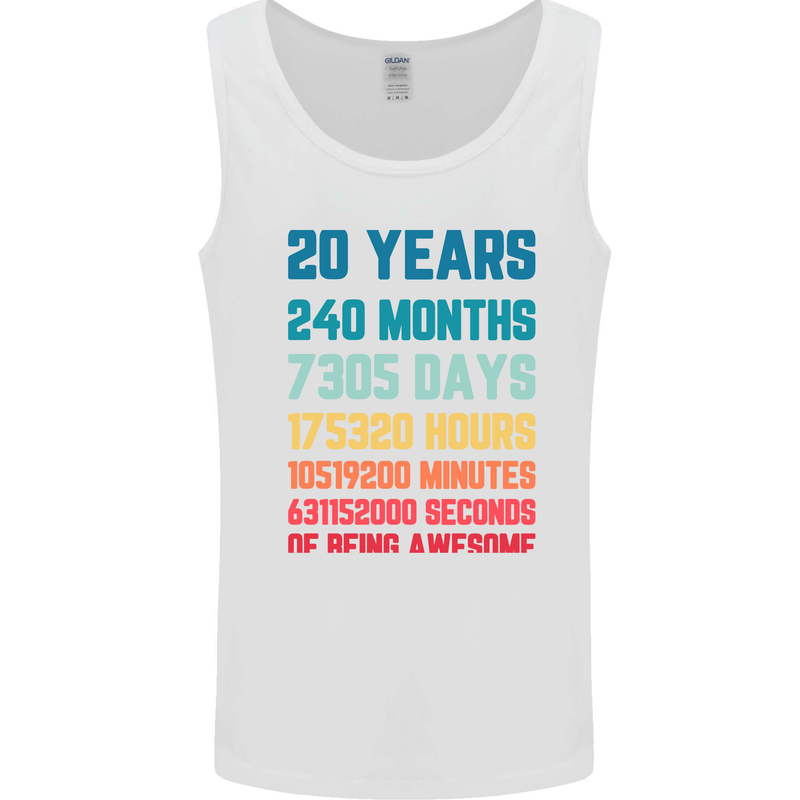 20th Birthday 20 Year Old Mens Vest Tank Top White