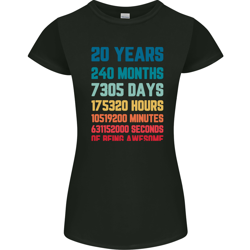 20th Birthday 20 Year Old Womens Petite Cut T-Shirt Black