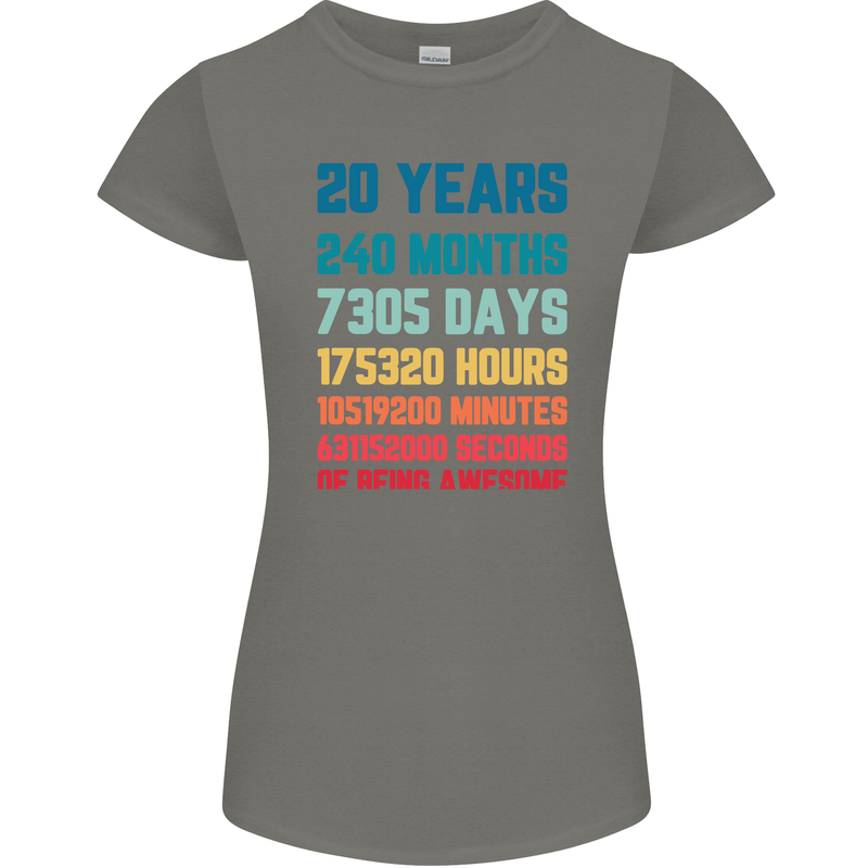 20th Birthday 20 Year Old Womens Petite Cut T-Shirt Charcoal