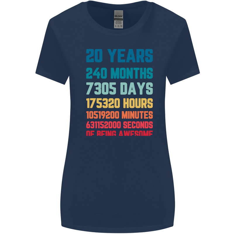 20th Birthday 20 Year Old Womens Wider Cut T-Shirt Navy Blue