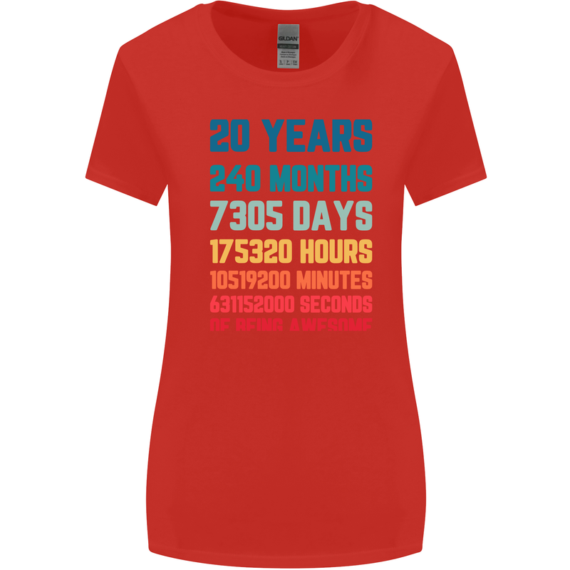 20th Birthday 20 Year Old Womens Wider Cut T-Shirt Red