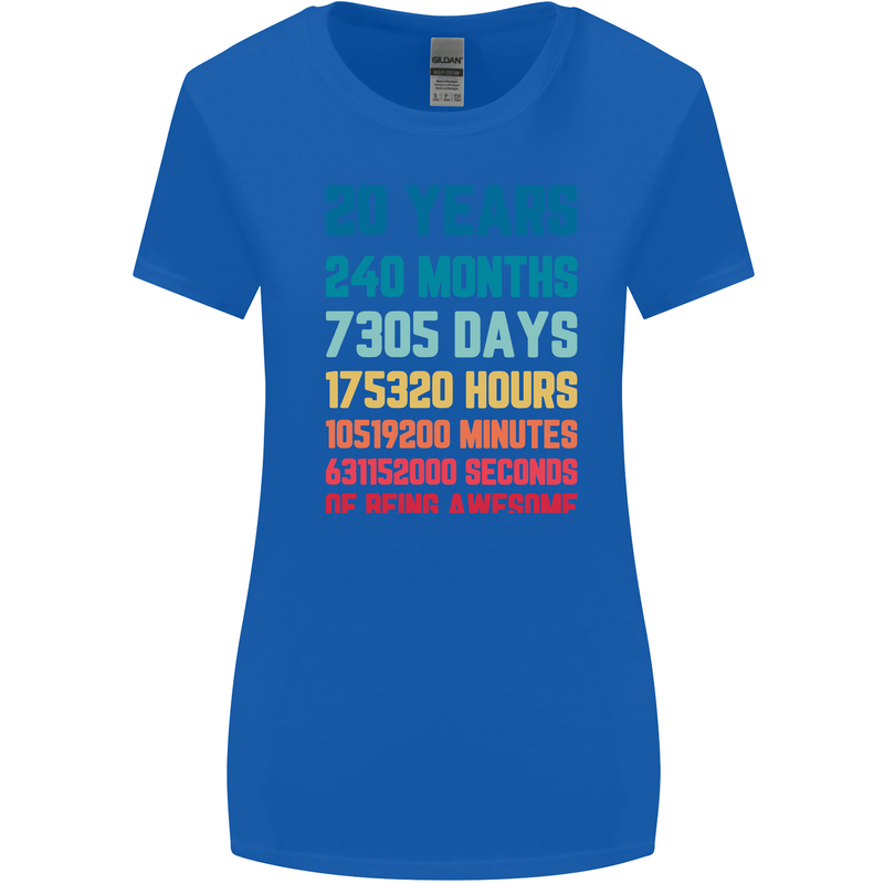 20th Birthday 20 Year Old Womens Wider Cut T-Shirt Royal Blue