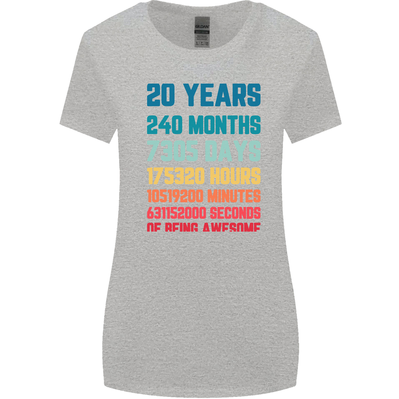 20th Birthday 20 Year Old Womens Wider Cut T-Shirt Sports Grey