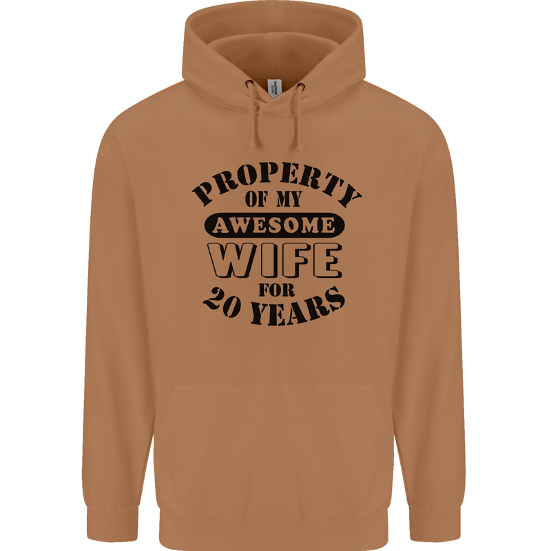 20th Wedding Anniversary 20 Year Funny Wife Mens 80% Cotton Hoodie Caramel Latte