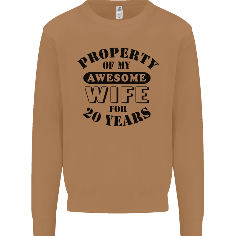 20th Wedding Anniversary 20 Year Funny Wife Mens Sweatshirt Jumper Caramel Latte
