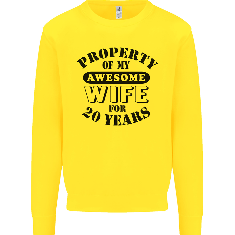 20th Wedding Anniversary 20 Year Funny Wife Mens Sweatshirt Jumper Yellow
