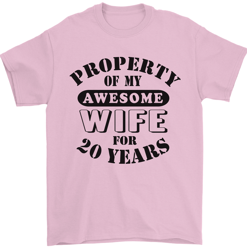 20th Wedding Anniversary 20 Year Funny Wife Mens T-Shirt 100% Cotton Light Pink