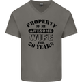 20th Wedding Anniversary 20 Year Funny Wife Mens V-Neck Cotton T-Shirt Charcoal