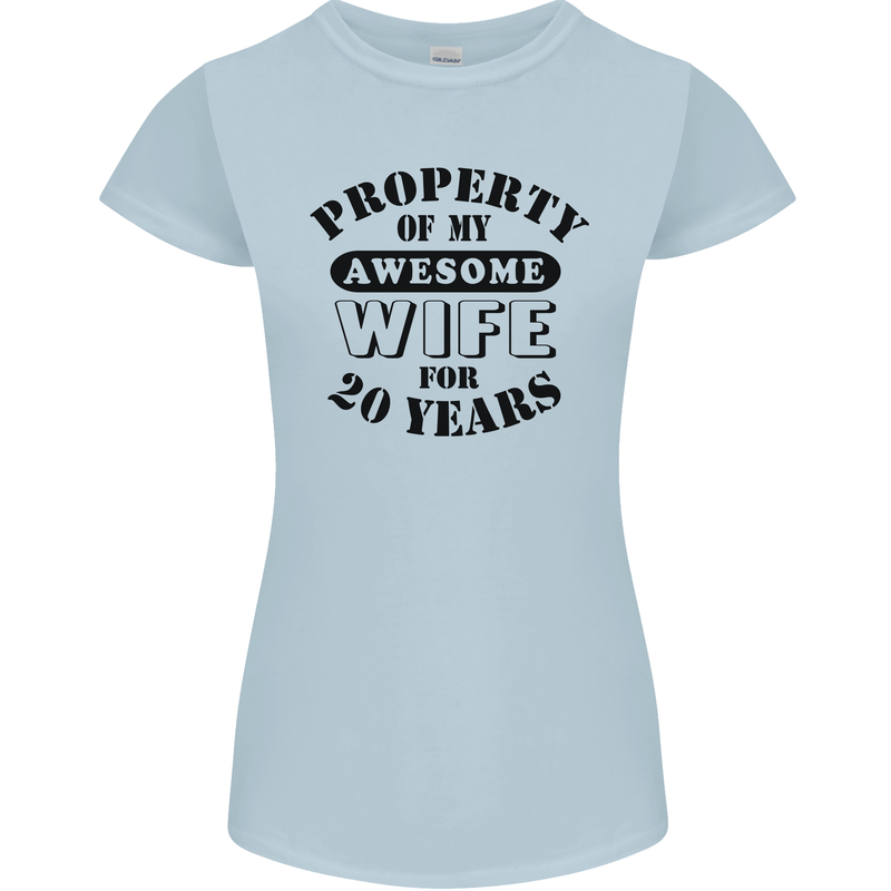 20th Wedding Anniversary 20 Year Funny Wife Womens Petite Cut T-Shirt Light Blue