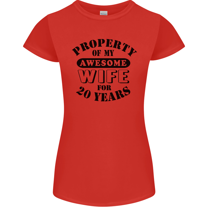 20th Wedding Anniversary 20 Year Funny Wife Womens Petite Cut T-Shirt Red