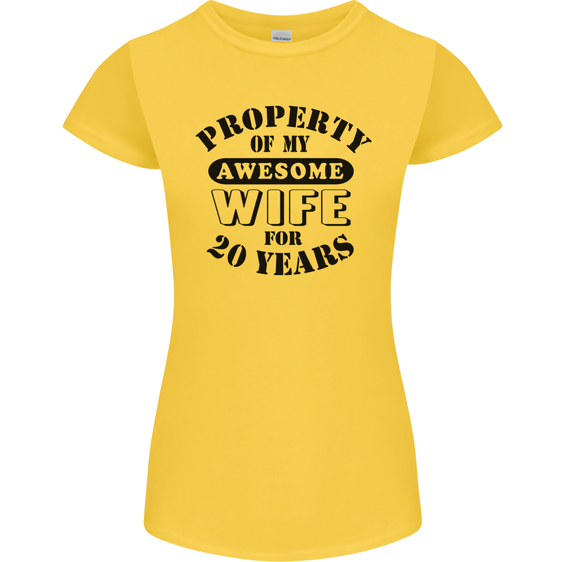 20th Wedding Anniversary 20 Year Funny Wife Womens Petite Cut T-Shirt Yellow