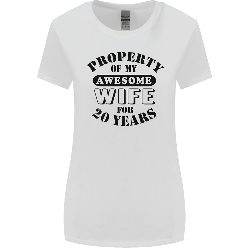 20th Wedding Anniversary 20 Year Funny Wife Womens Wider Cut T-Shirt White
