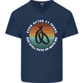 21 Year Wedding Anniversary 21st Marriage Mens V-Neck Cotton T-Shirt Navy Blue