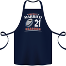 21 Year Wedding Anniversary 21st Rugby Cotton Apron 100% Organic Navy Blue