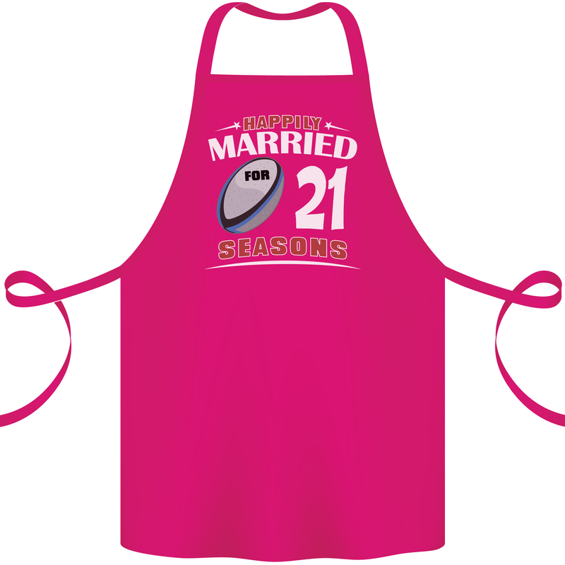21 Year Wedding Anniversary 21st Rugby Cotton Apron 100% Organic Pink