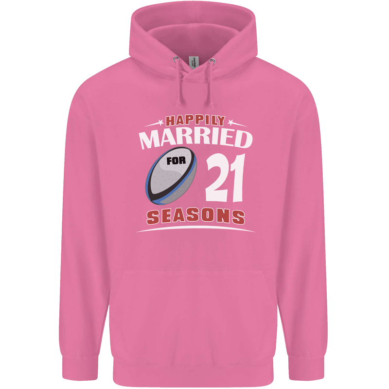 21 Year Wedding Anniversary 21st Rugby Mens 80% Cotton Hoodie Azelea
