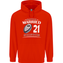21 Year Wedding Anniversary 21st Rugby Mens 80% Cotton Hoodie Bright Red