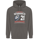 21 Year Wedding Anniversary 21st Rugby Mens 80% Cotton Hoodie Charcoal