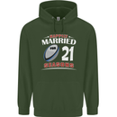 21 Year Wedding Anniversary 21st Rugby Mens 80% Cotton Hoodie Forest Green