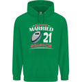 21 Year Wedding Anniversary 21st Rugby Mens 80% Cotton Hoodie Irish Green