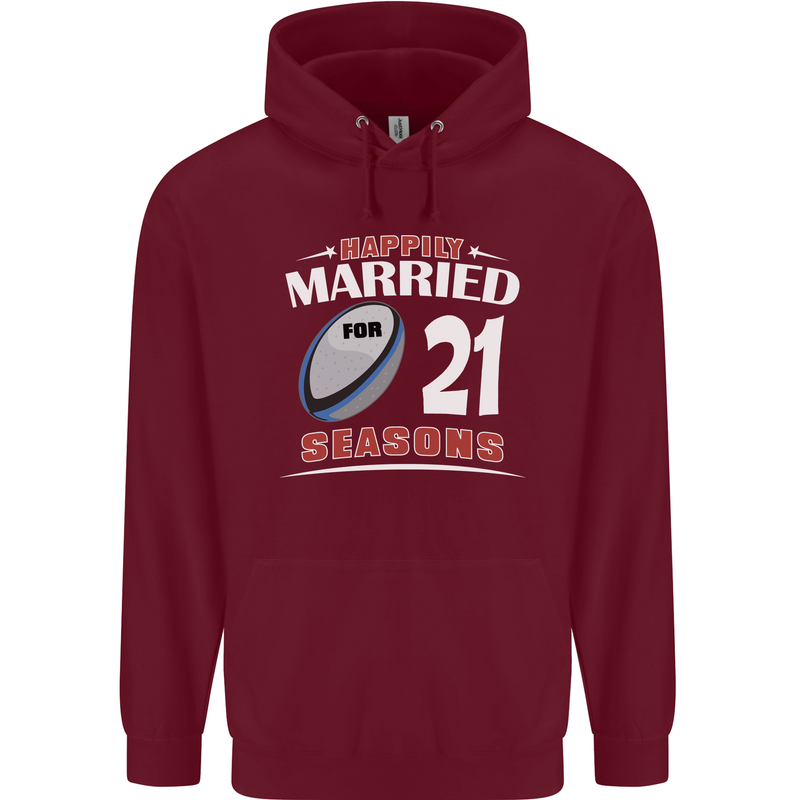 21 Year Wedding Anniversary 21st Rugby Mens 80% Cotton Hoodie Maroon