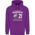 21 Year Wedding Anniversary 21st Rugby Mens 80% Cotton Hoodie Purple
