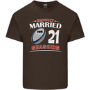 21 Year Wedding Anniversary 21st Rugby Mens Cotton T-Shirt Tee Top Dark Chocolate