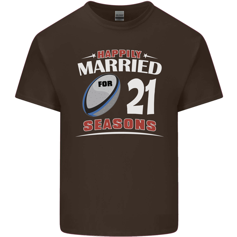 21 Year Wedding Anniversary 21st Rugby Mens Cotton T-Shirt Tee Top Dark Chocolate