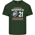 21 Year Wedding Anniversary 21st Rugby Mens Cotton T-Shirt Tee Top Forest Green