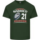 21 Year Wedding Anniversary 21st Rugby Mens Cotton T-Shirt Tee Top Forest Green