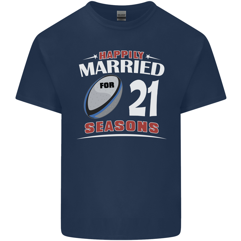 21 Year Wedding Anniversary 21st Rugby Mens Cotton T-Shirt Tee Top Navy Blue