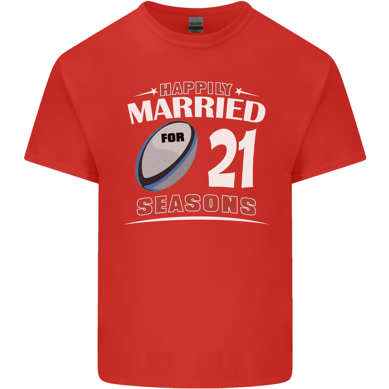 21 Year Wedding Anniversary 21st Rugby Mens Cotton T-Shirt Tee Top Red