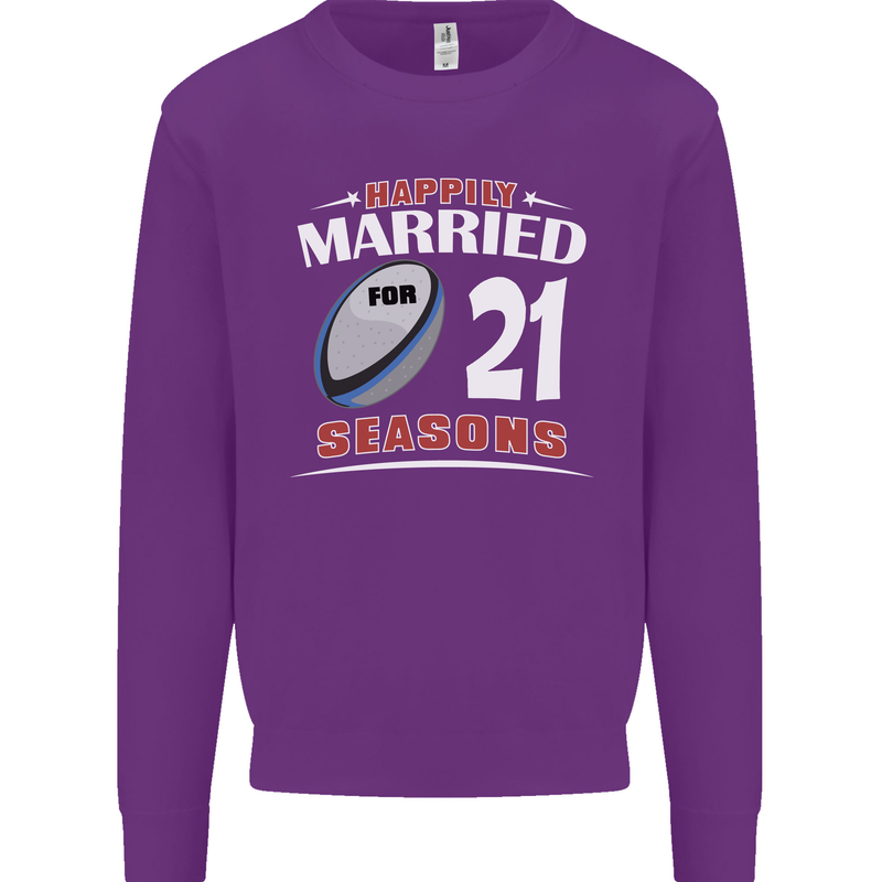 21 Year Wedding Anniversary 21st Rugby Mens Sweatshirt Jumper Purple