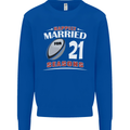21 Year Wedding Anniversary 21st Rugby Mens Sweatshirt Jumper Royal Blue