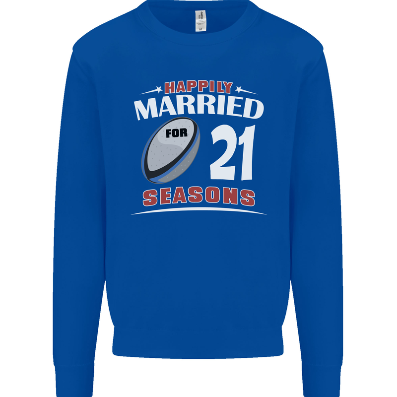 21 Year Wedding Anniversary 21st Rugby Mens Sweatshirt Jumper Royal Blue