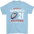 21 Year Wedding Anniversary 21st Rugby Mens T-Shirt 100% Cotton Light Blue